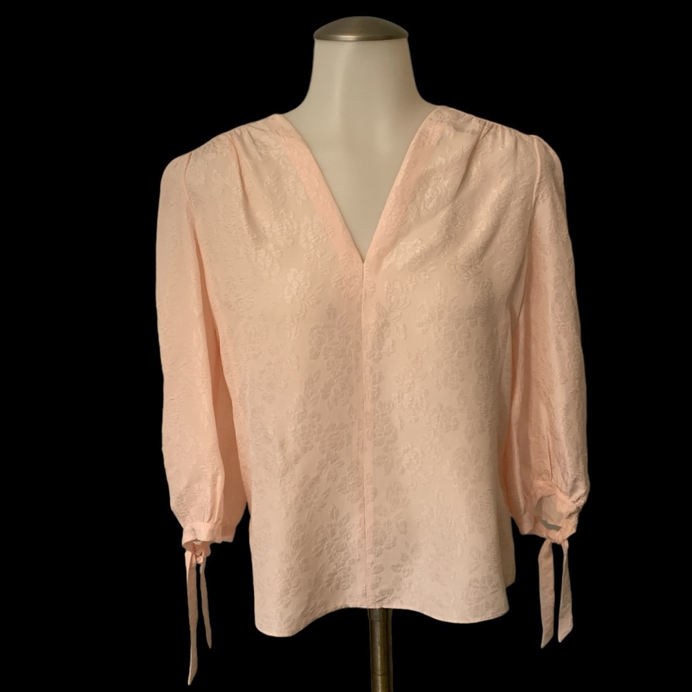 Rebecca Taylor- DANIELLA FLORAL TIE SLEEVE SILK BLEND BLOUSE